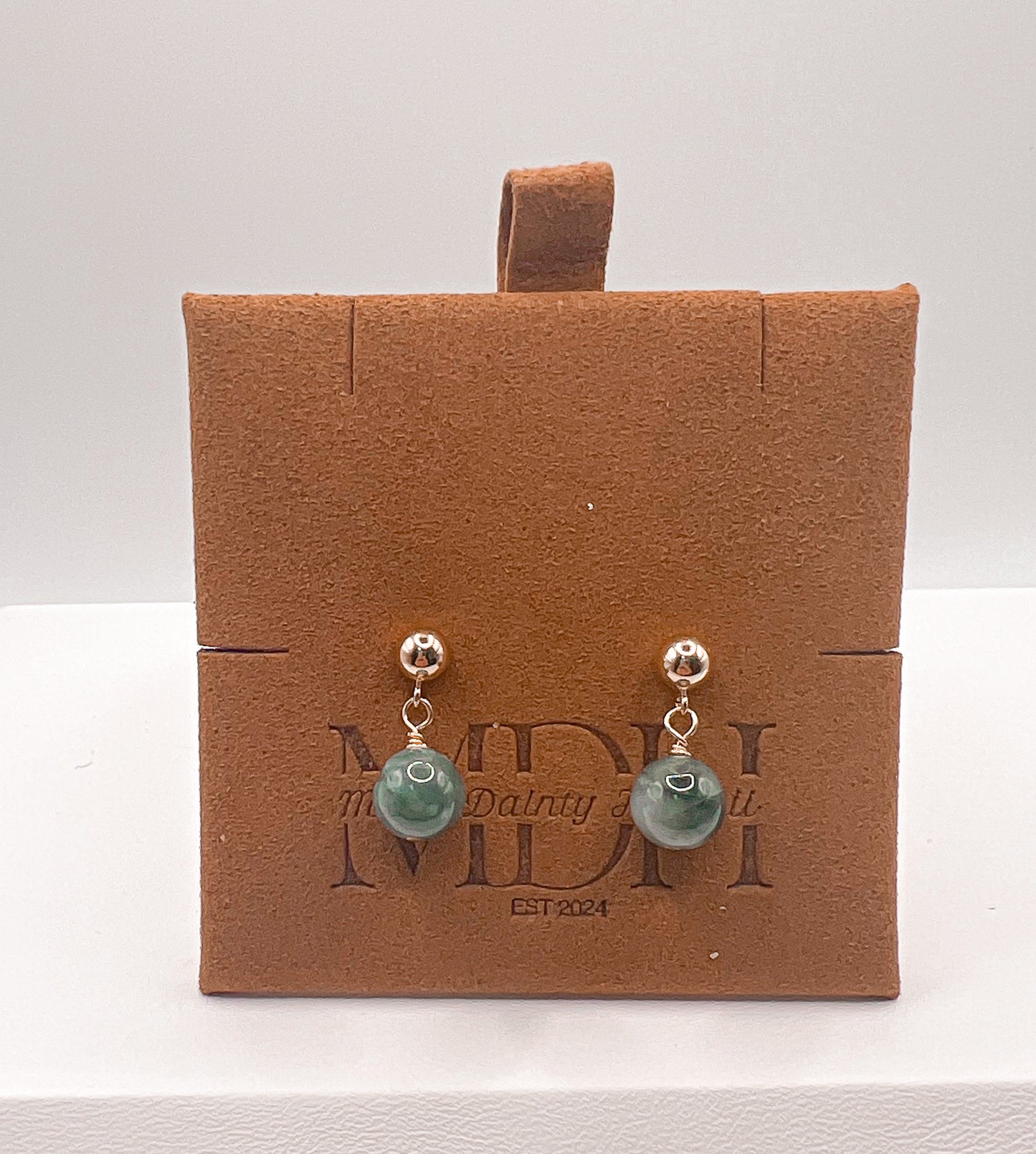 7mm Green Jade Earrings