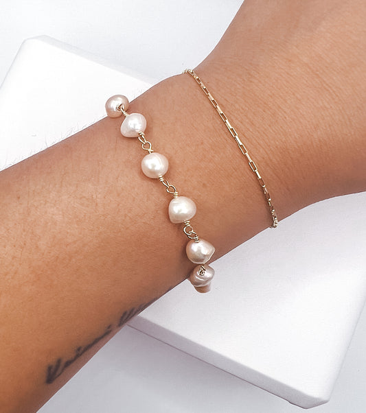 Linked Pink Keshi Pearl Bracelet/Anklet