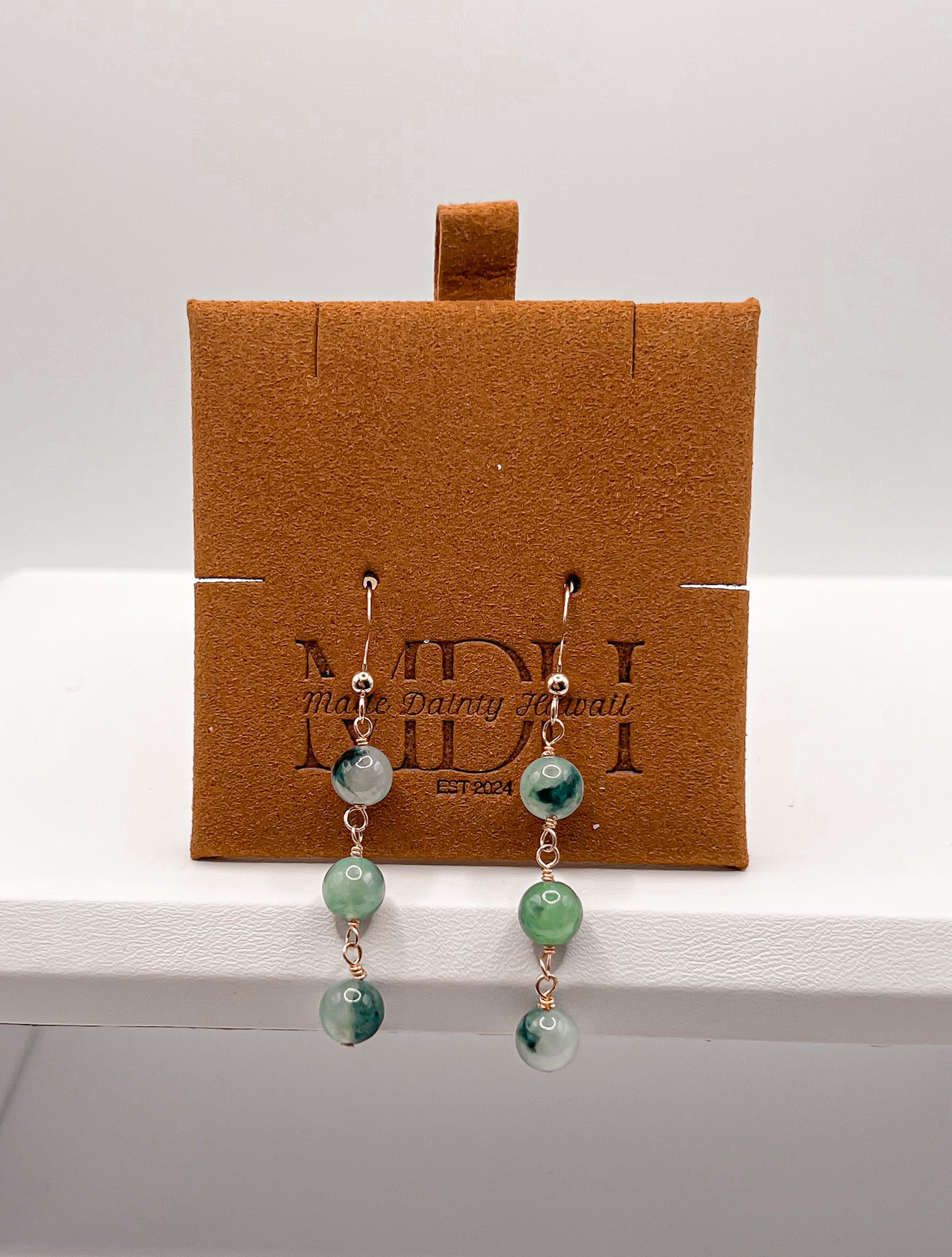Triple Stacked Jade Earrings