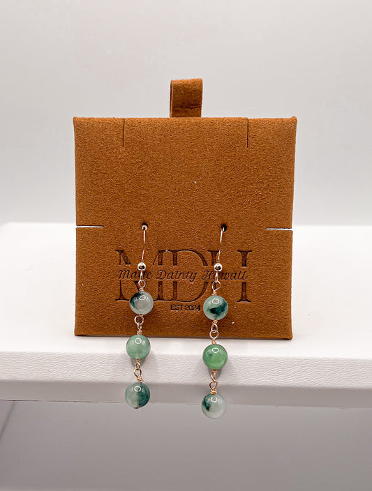 Triple Stacked Jade Earrings