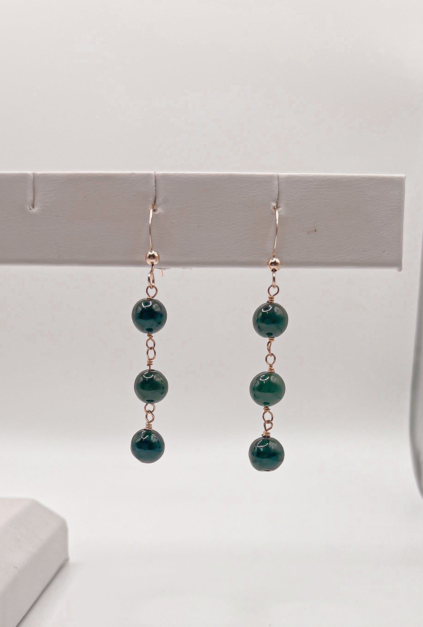 7mm Black/Dark Green Jade Triple stacked