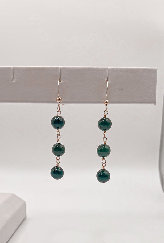 7mm Black/Dark Green Jade Triple stacked