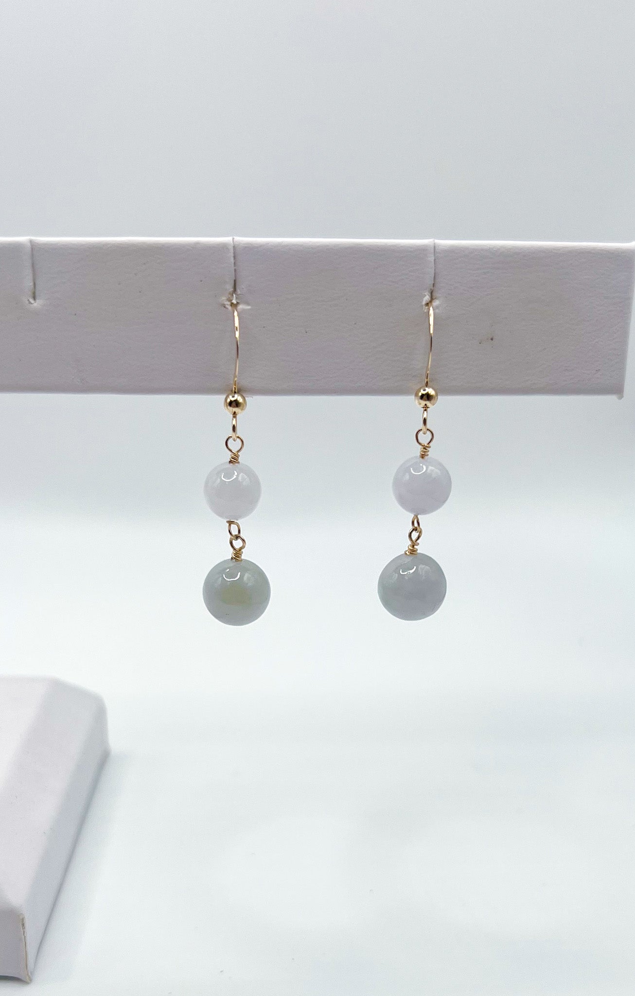 7mm-9mm White Lavender Jade Earrings