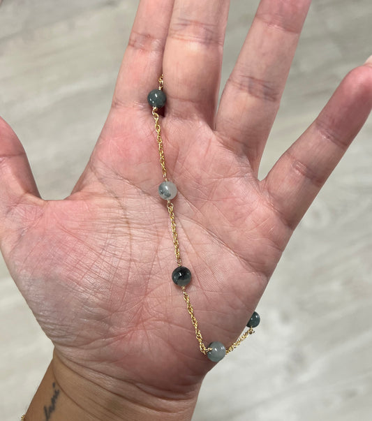 6.5mm Green Marbled Jade Bracelet/Anklet